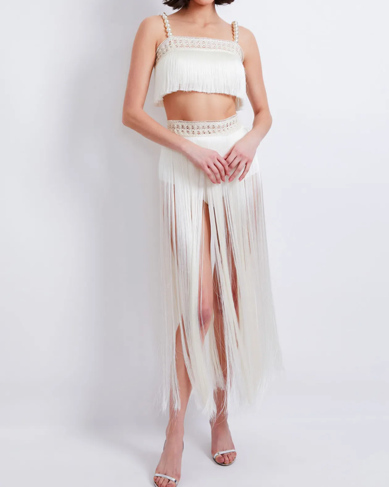PatBo All-Over Fringe Maxi Skirt with Built-in Bottoms