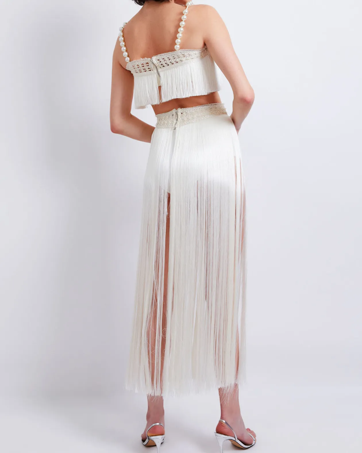 PatBo All-Over Fringe Maxi Skirt with Built-in Bottoms