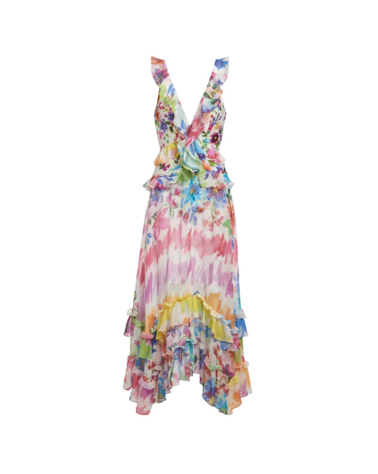 PatBo Bloom Ruffle V Neck Beach Dress