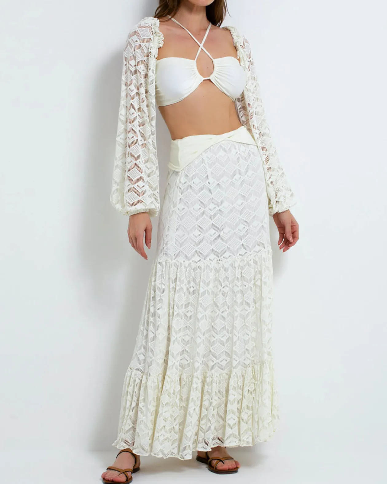 PatBo Crochet Beach Midi Skirt