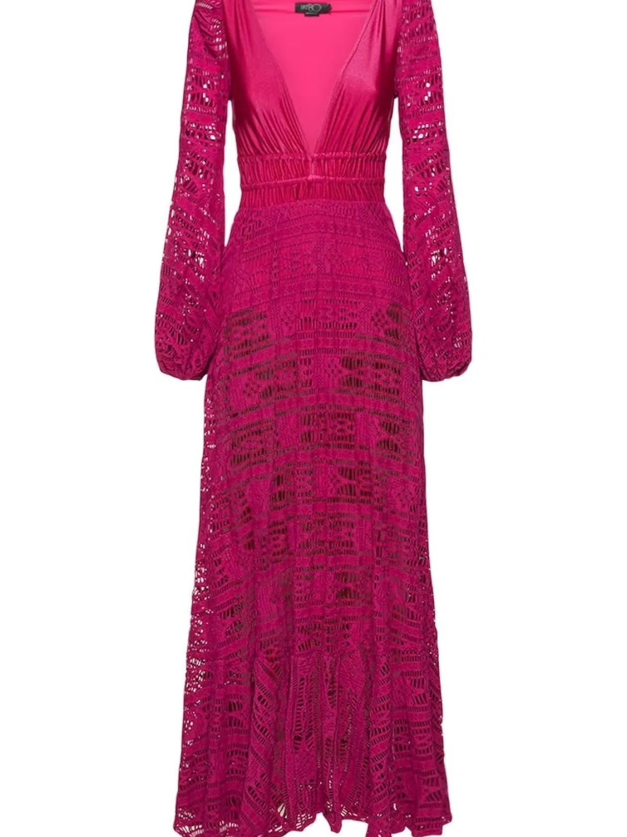 PatBo Crochet Deep V Neck Beach Dress in Magenta