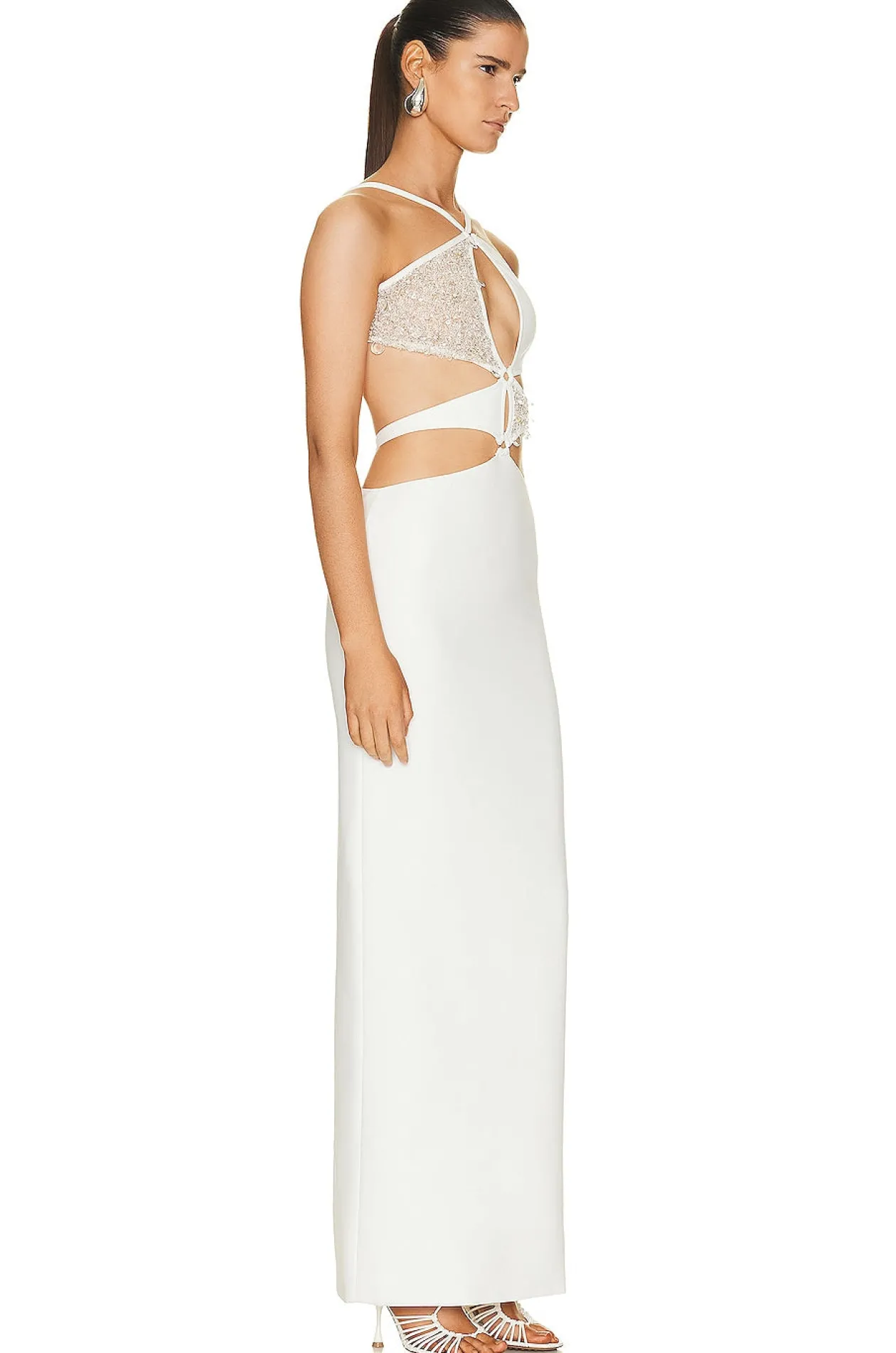 PatBo Hand Beaded Asterisk Dress in White