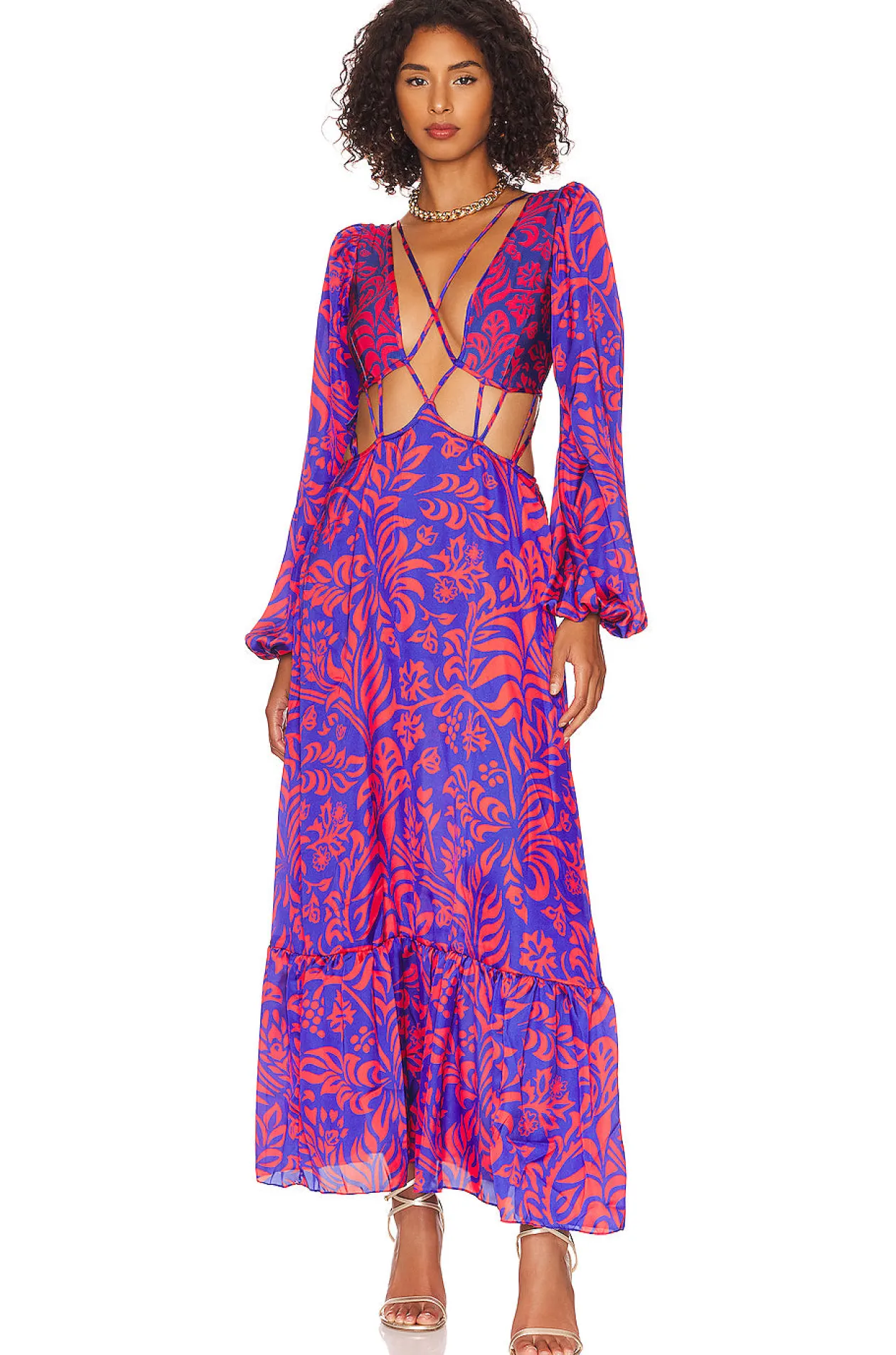 PatBo Pua Long Sleeve Beach Dress in Lobster Cobalt