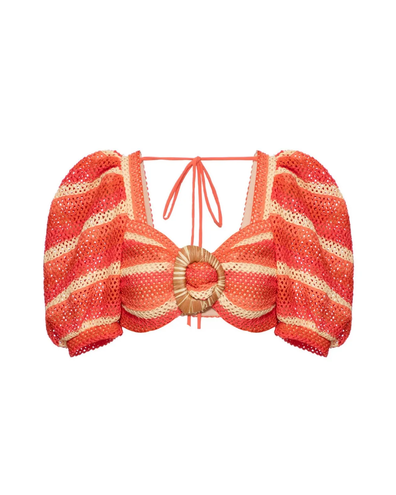 PatBo Striped Crochet Cropped Top