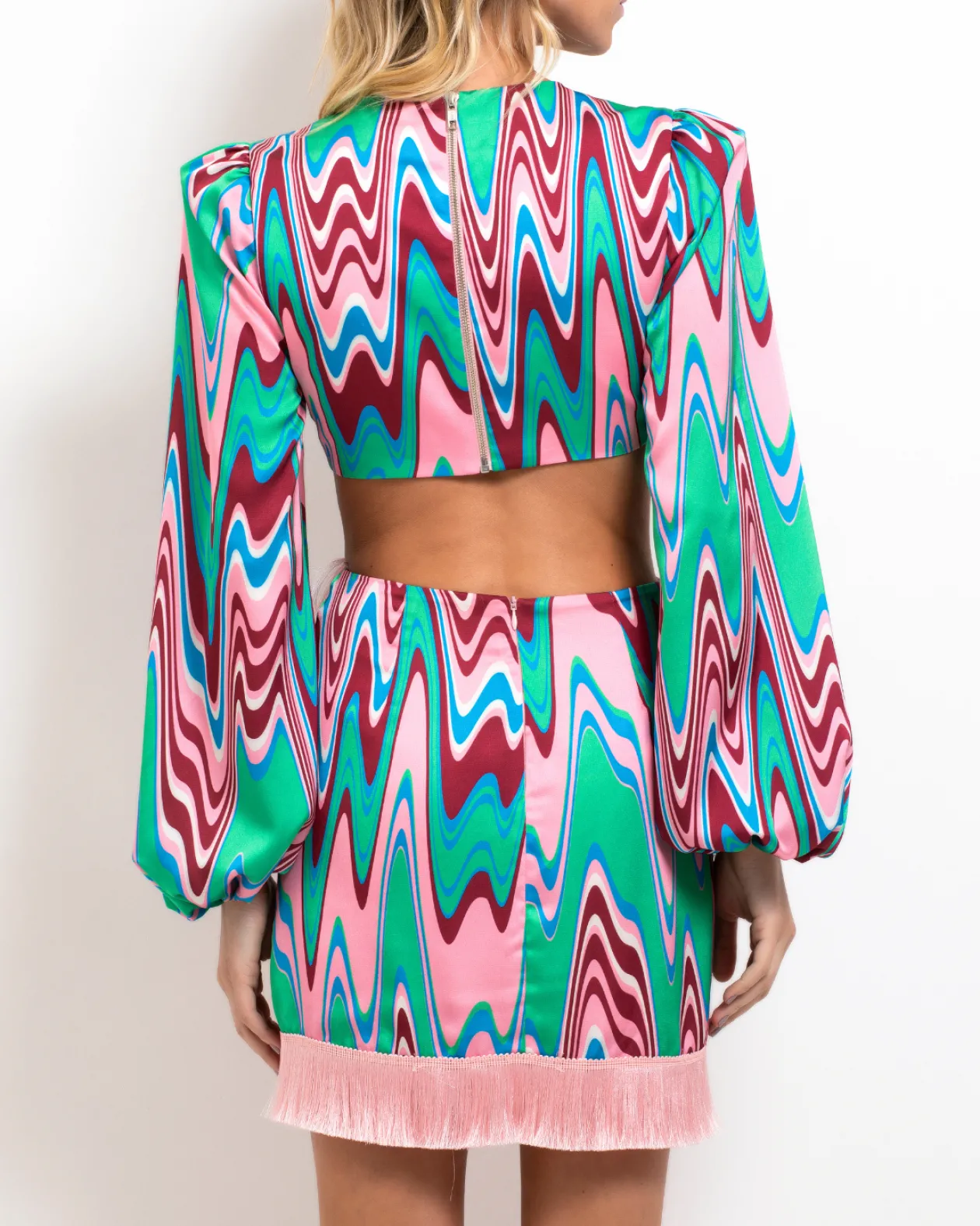 PatBo Wave Fringe Trim Mini Dress