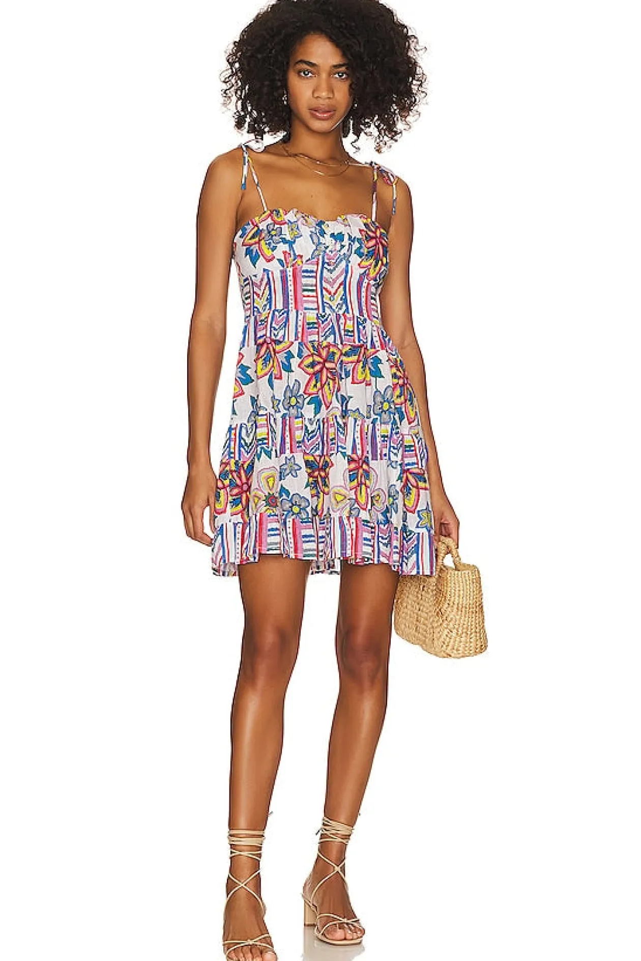 Place Nationale Le Lys Strap Tie Mini Dress in Retro Flower