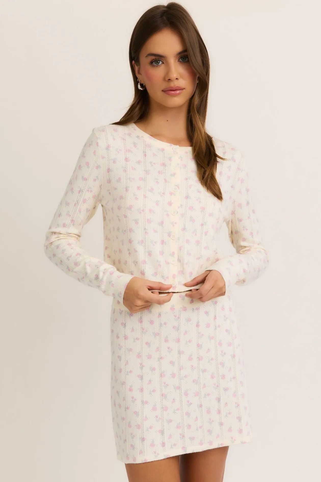 Remi Floral Pointelle Cardigan