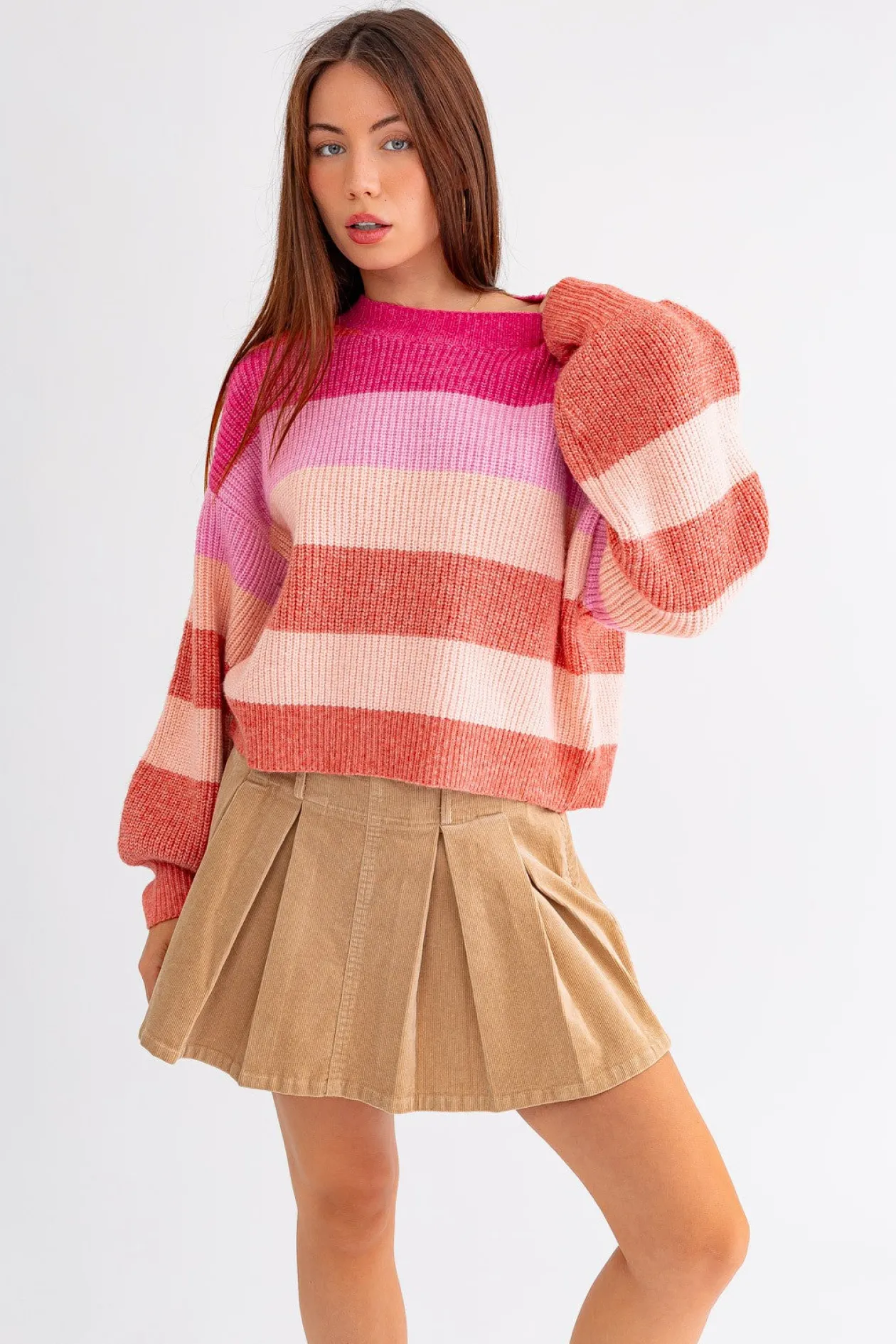 Round Neck Stripe Sweater