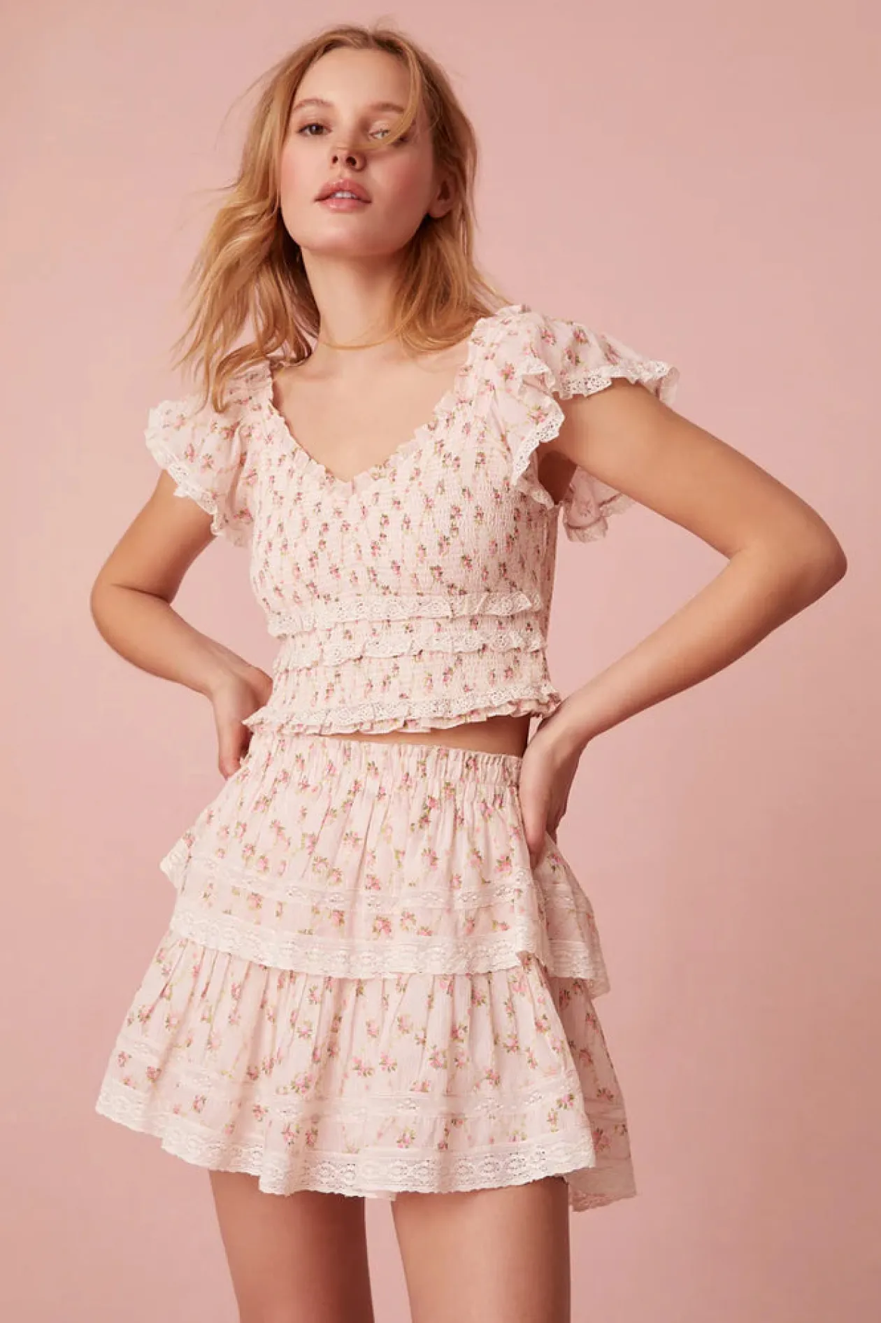 Ruffle Mini Skirt in Cherry Kisses