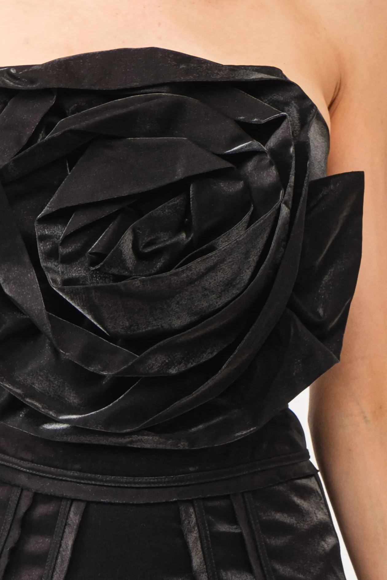 Satin Floral Applique Corset Top