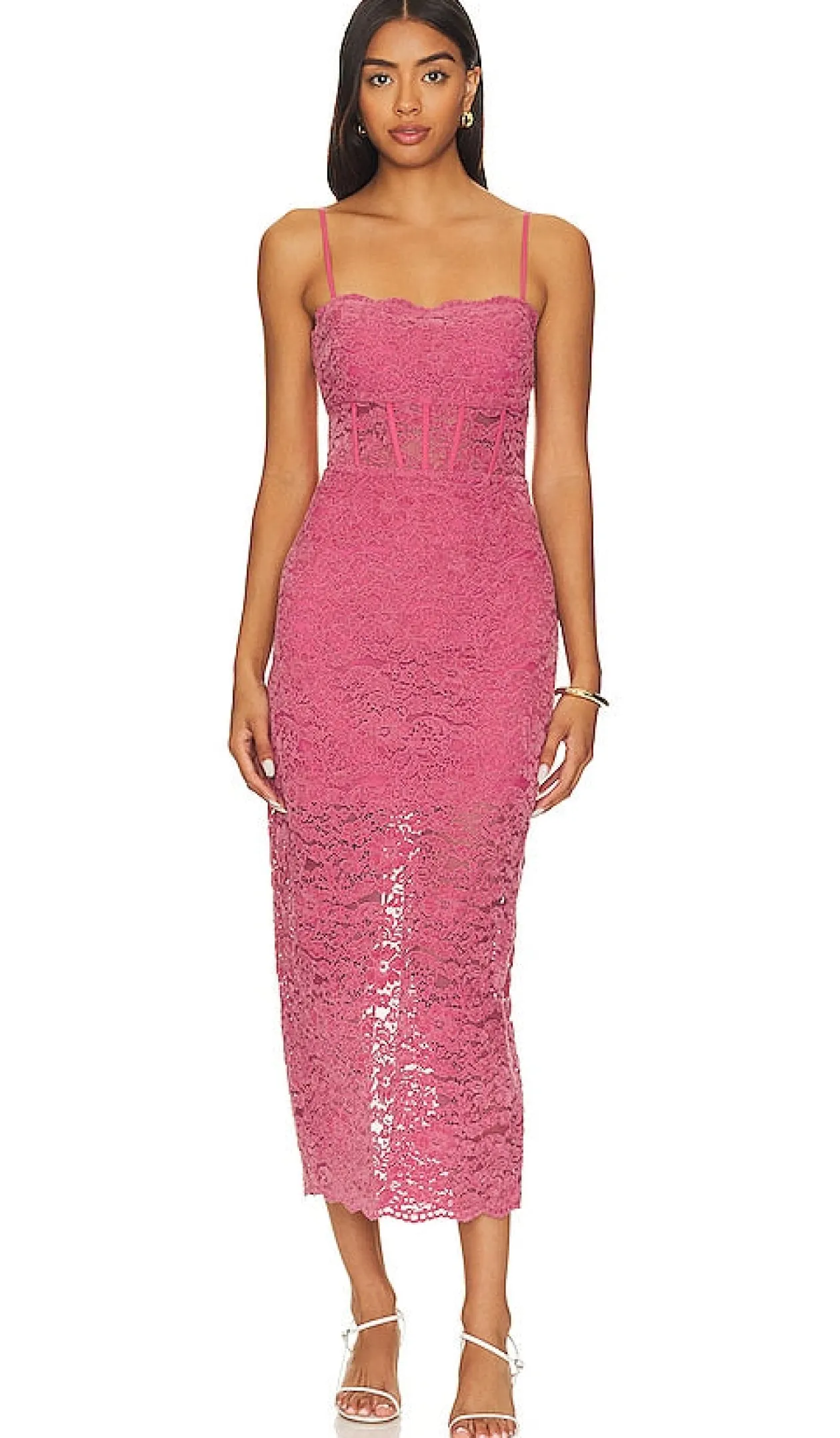 Saylor Uri Midi Dress in Rose