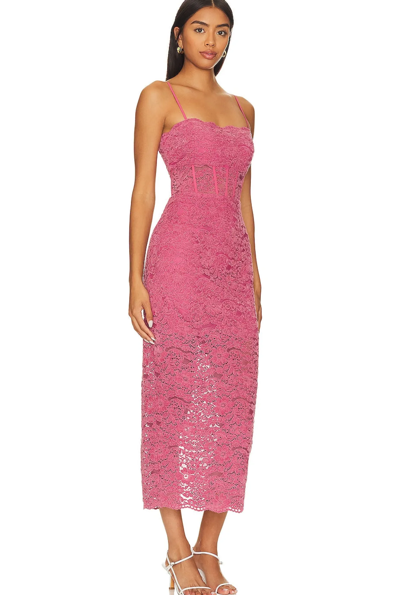 Saylor Uri Midi Dress in Rose