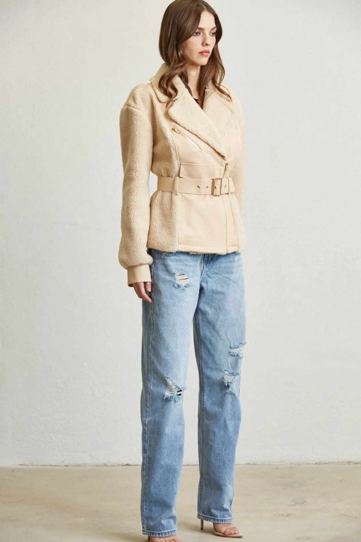 Shearling Faux Leather Jacket