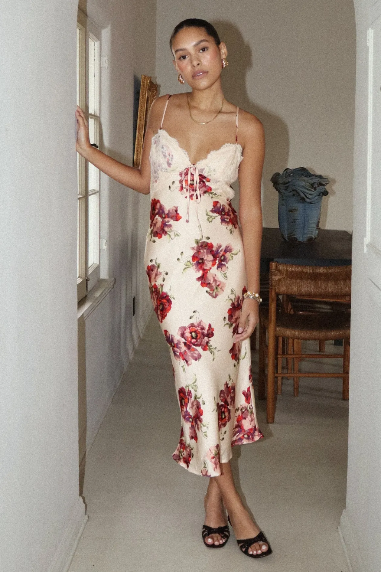 Story of Us Lace Trim Midi Dress