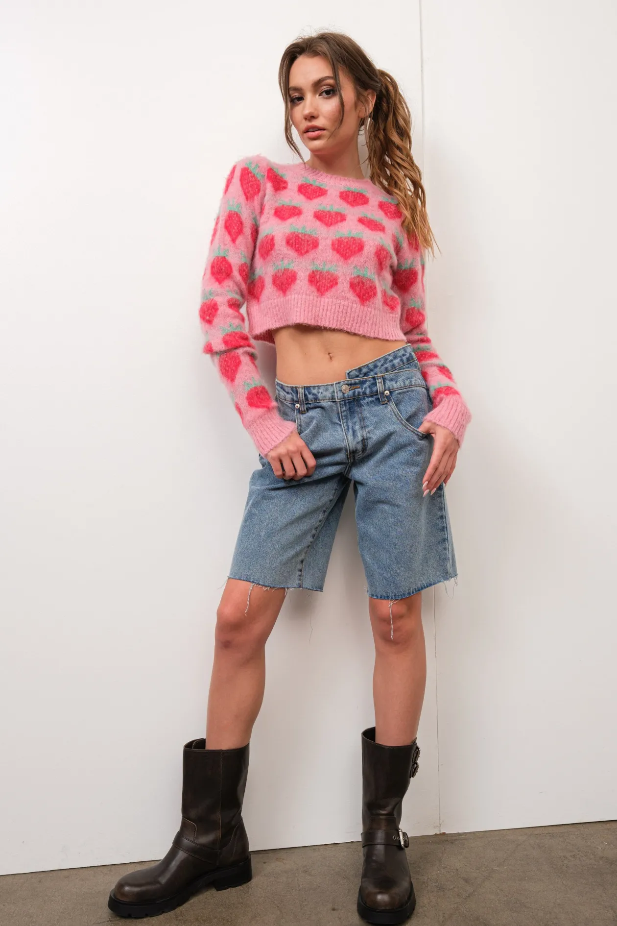Strawberry Cropped Sweater