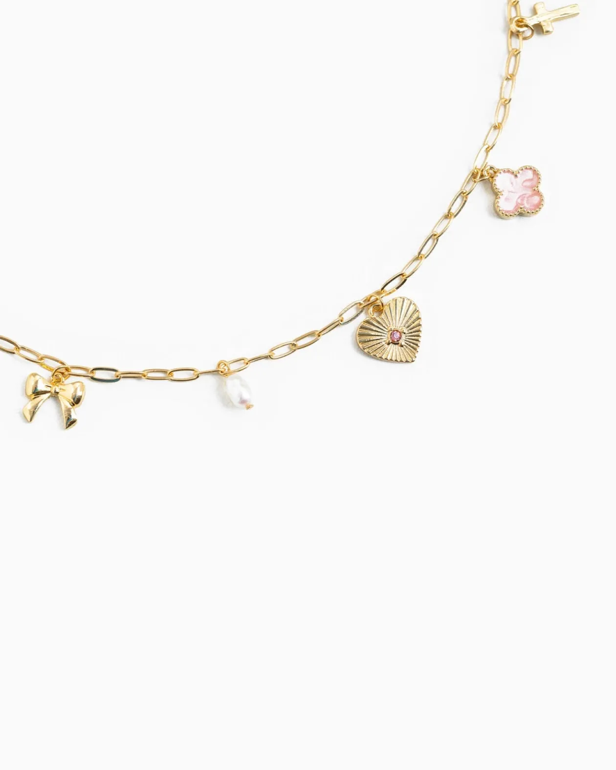 Sunburst Heart Charm Necklace