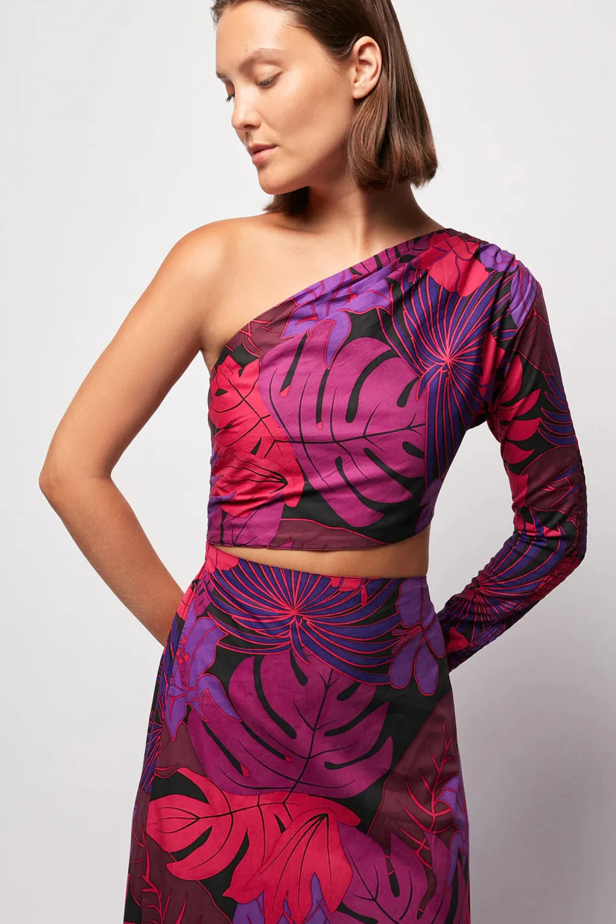 S/W/F Plantasia Cut Out One Sleeve Maxi Dress