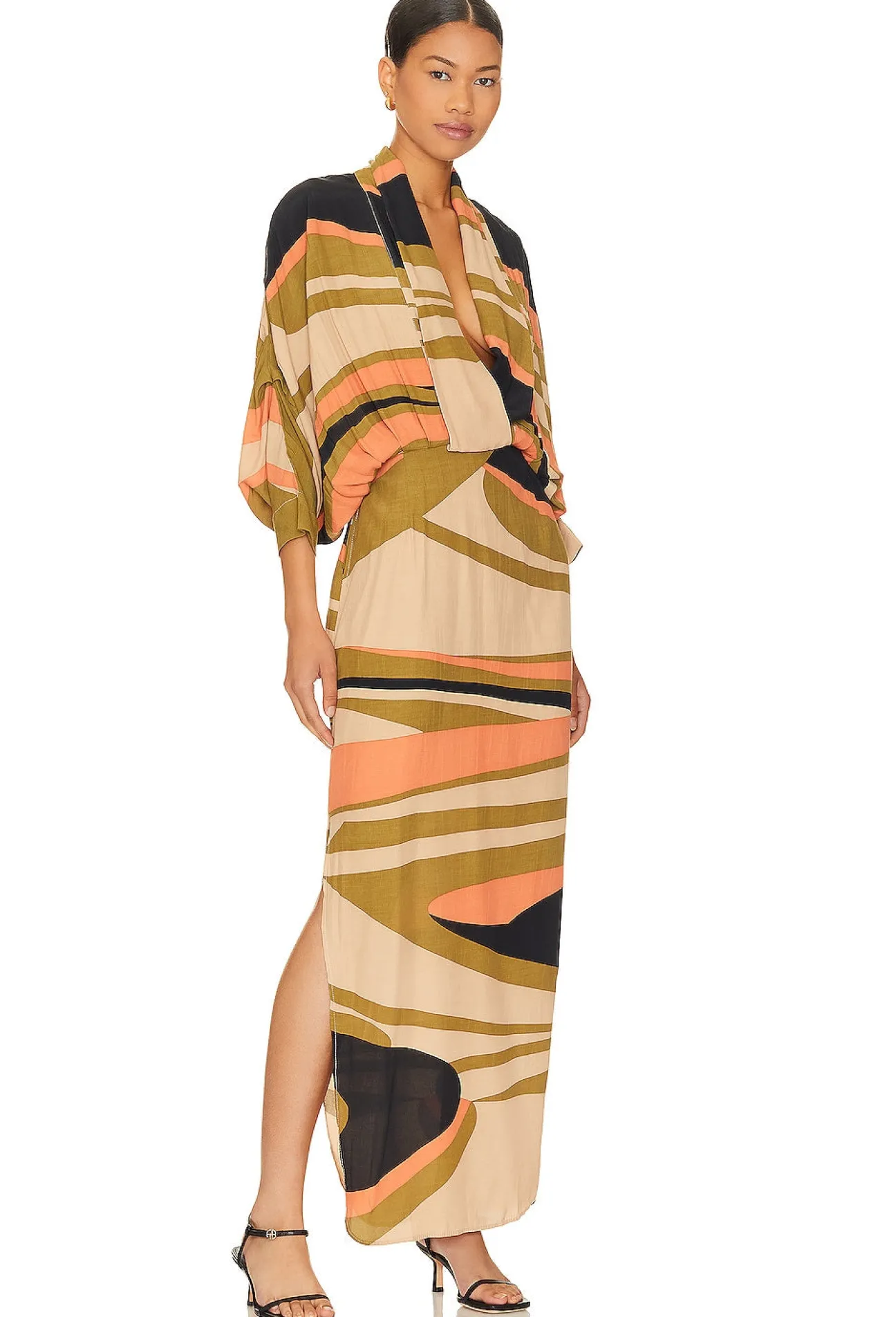 S/W/F Plunge Maxi Dress in Landmarks