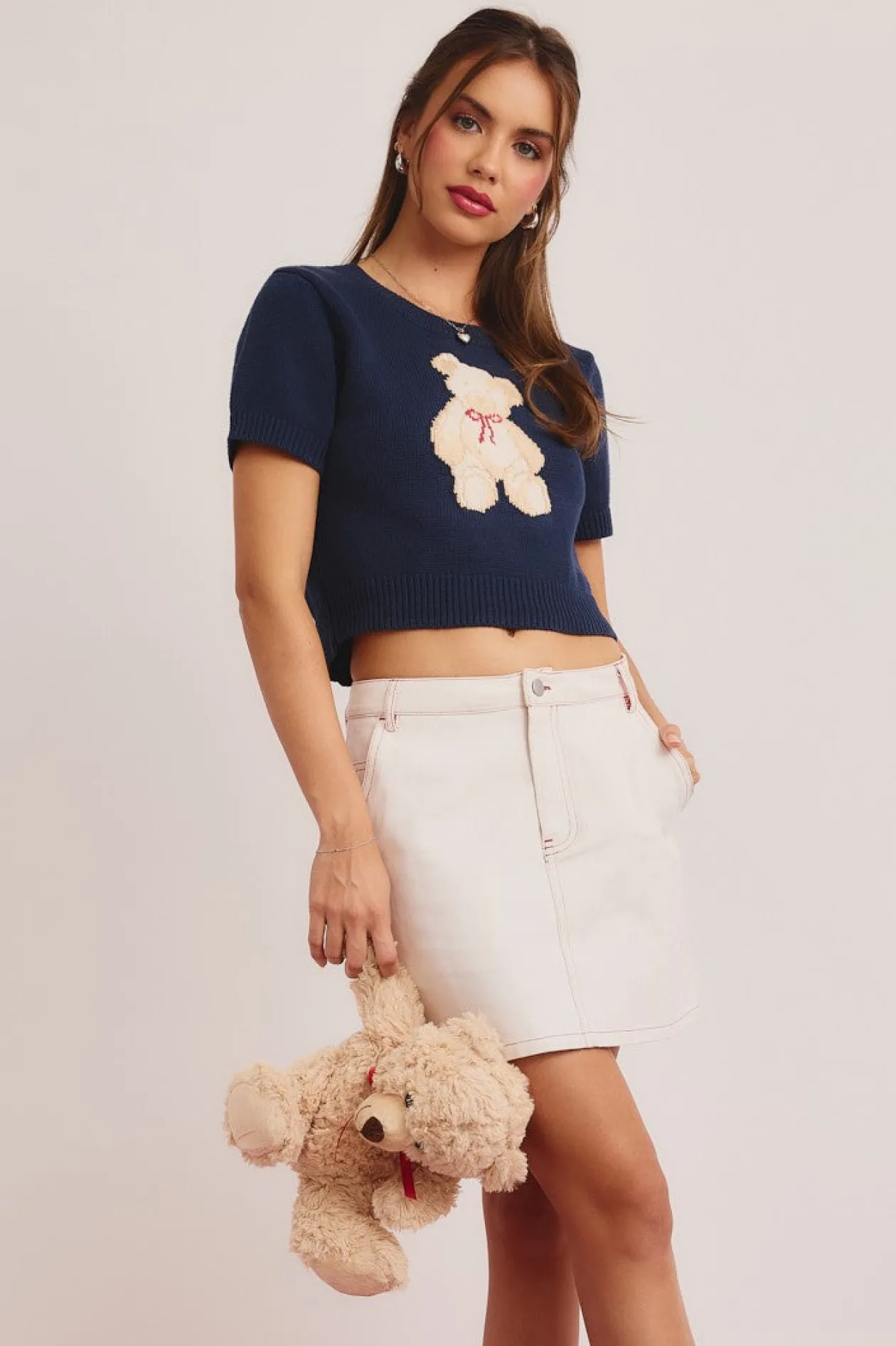 Teddy Short Sleeve Crewneck Sweater