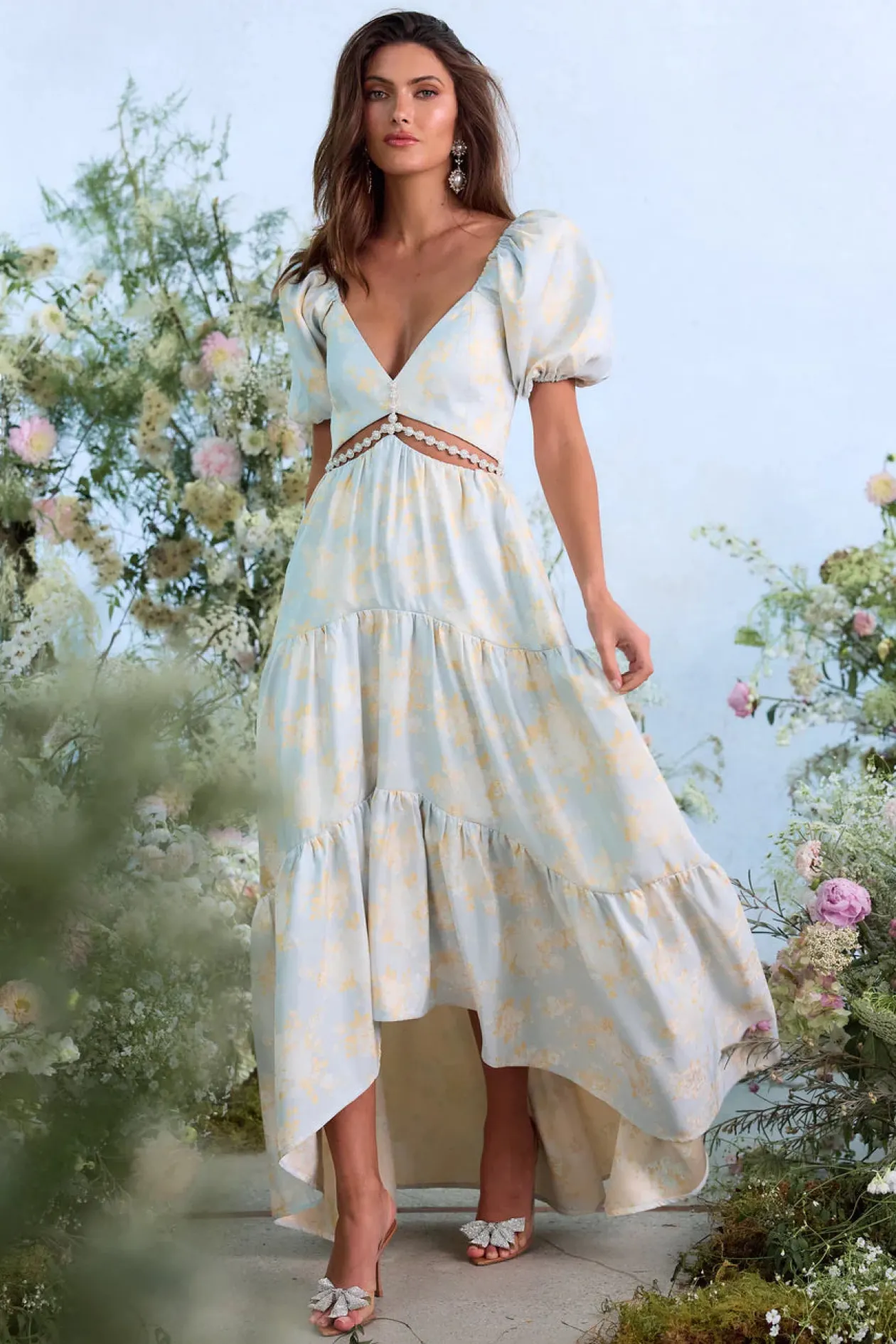 The Emma Dress in Sky Windsor Brocade