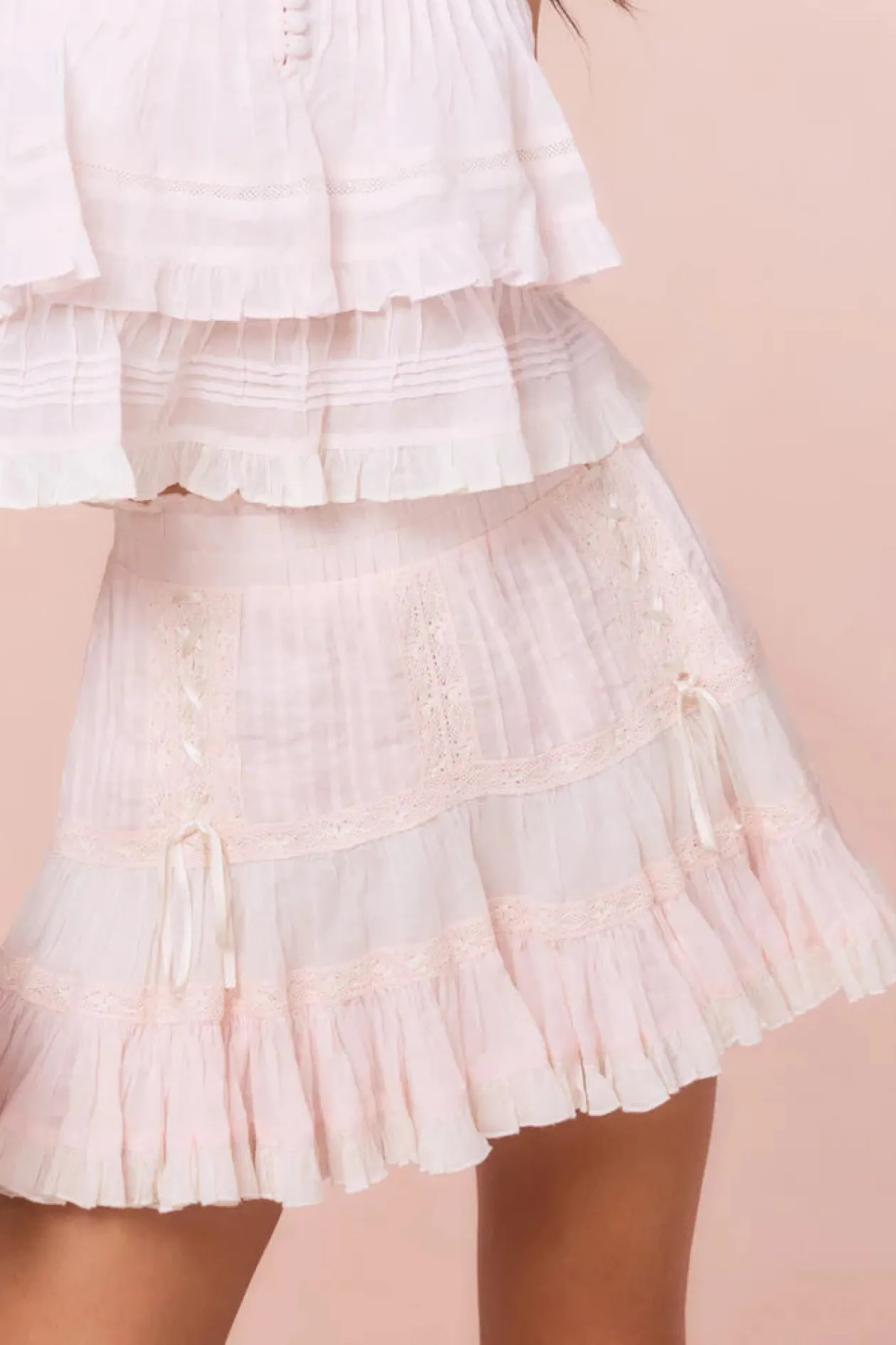 Trevina Cotton Mini Skirt in Tea Rose Pink