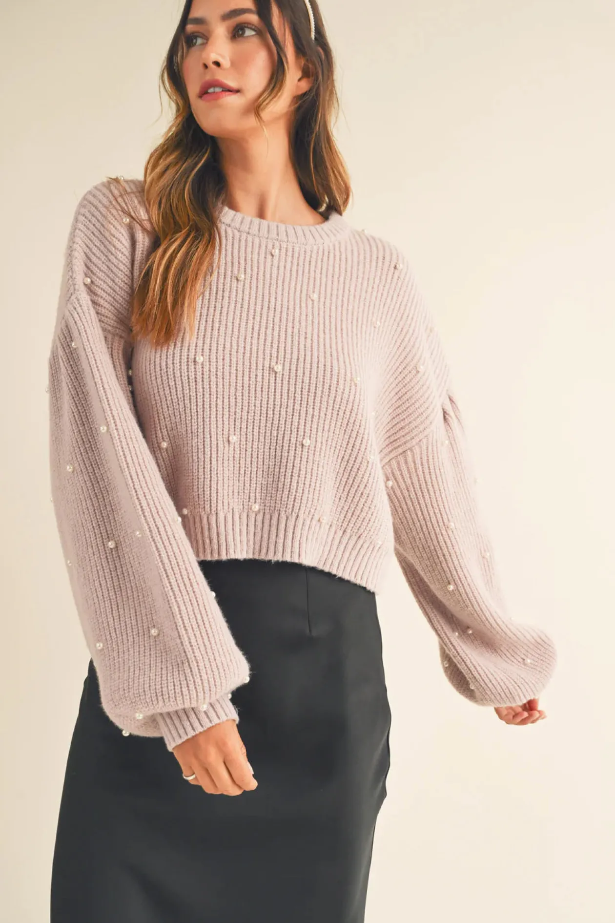 Tuva Pearl Beaded Knit Sweater