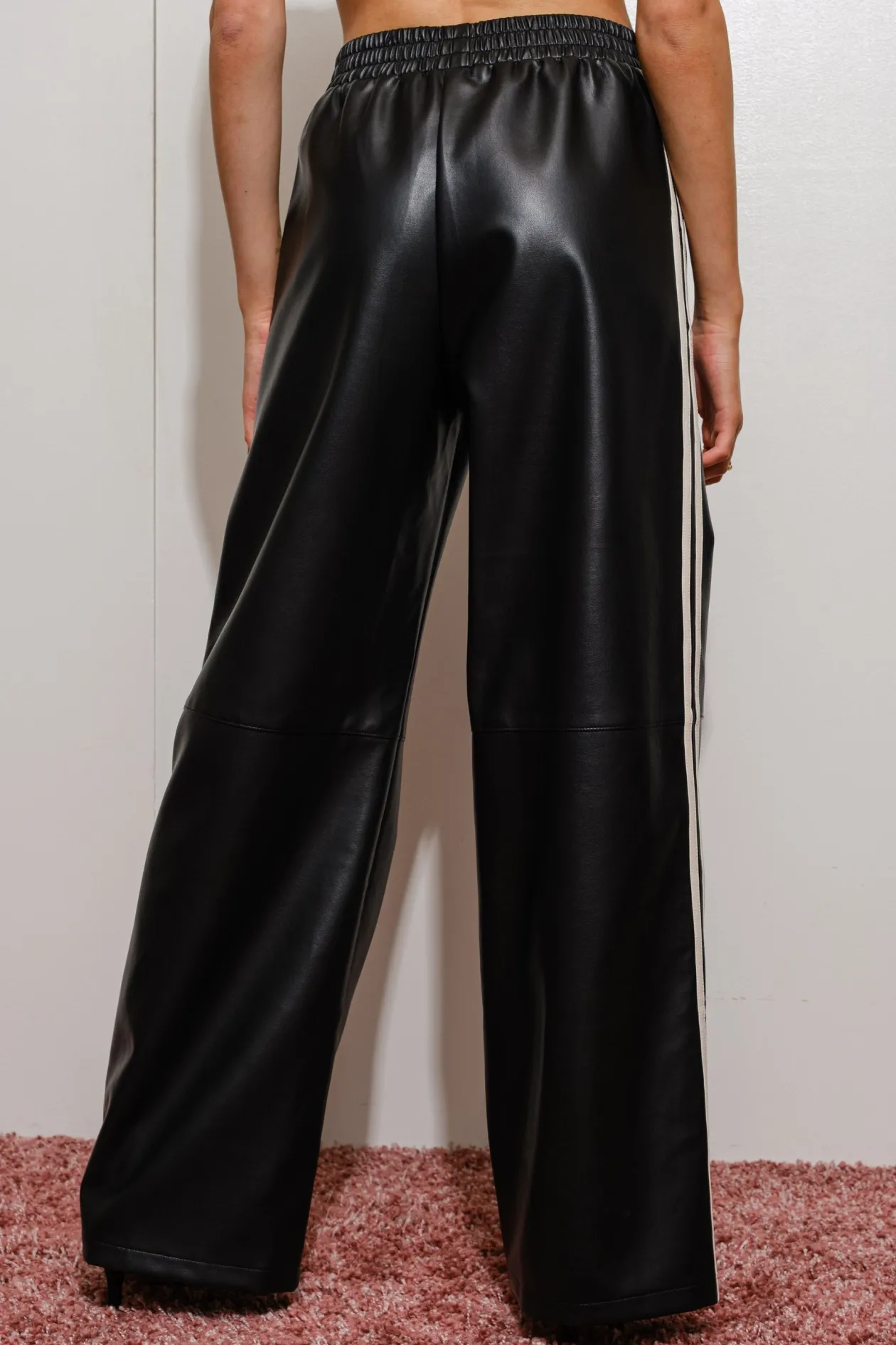 Vegan Leather Track Pants