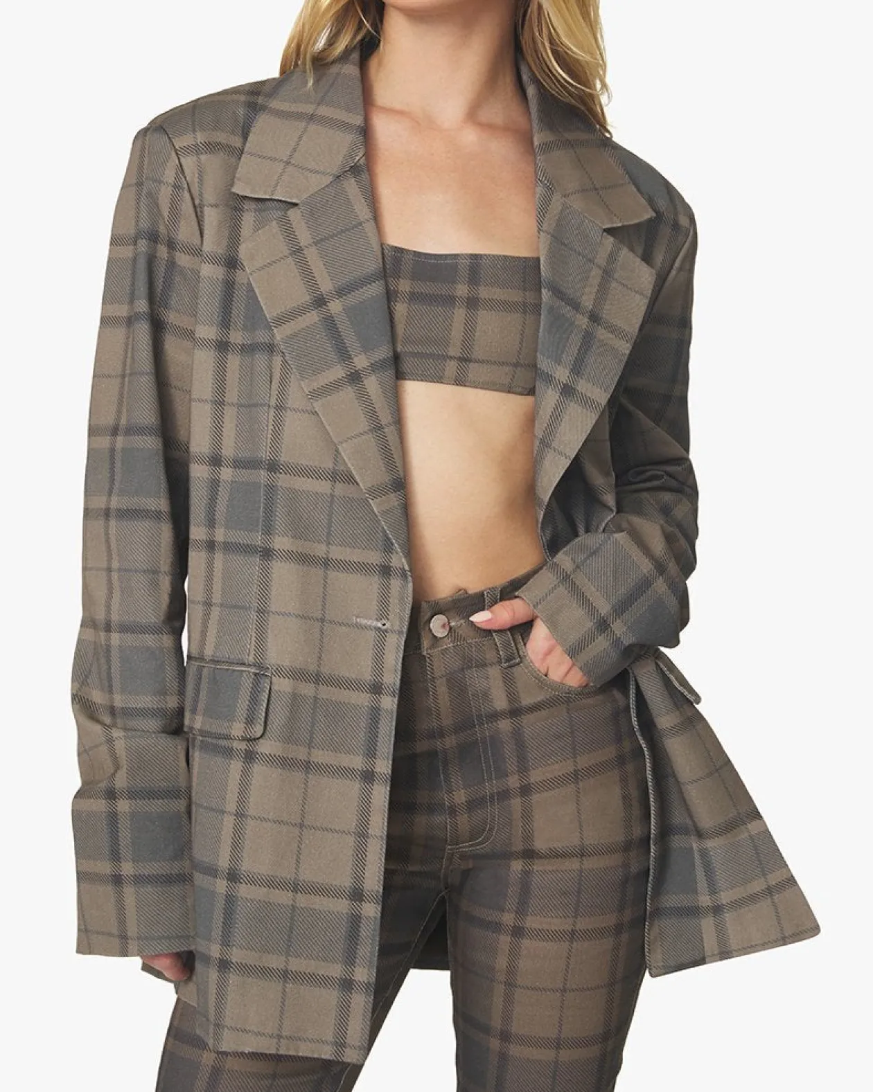 WeWoreWhat Oversized Blazer in Cool Plaid